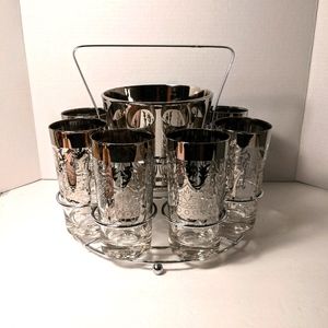 Vintage Kimono Bar Set w Ice Bucket